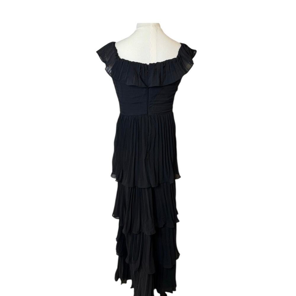 Lulus Always Remarkable Black Pleated Tiered Off Shoulder Maxi Dress M - Picture 7 of 8